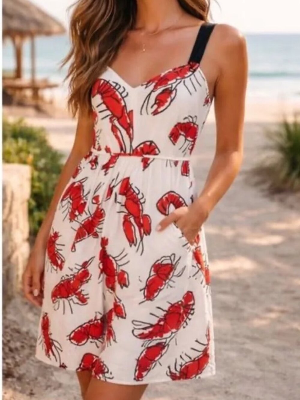 Edme & Esyllte Anthropologie Salty Seas Lobster Print dress Size 0